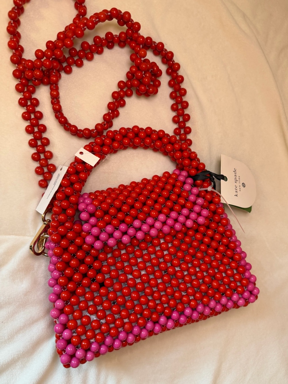 NWT Kate Spade New York x Target Red Pink Beaded Crossbody